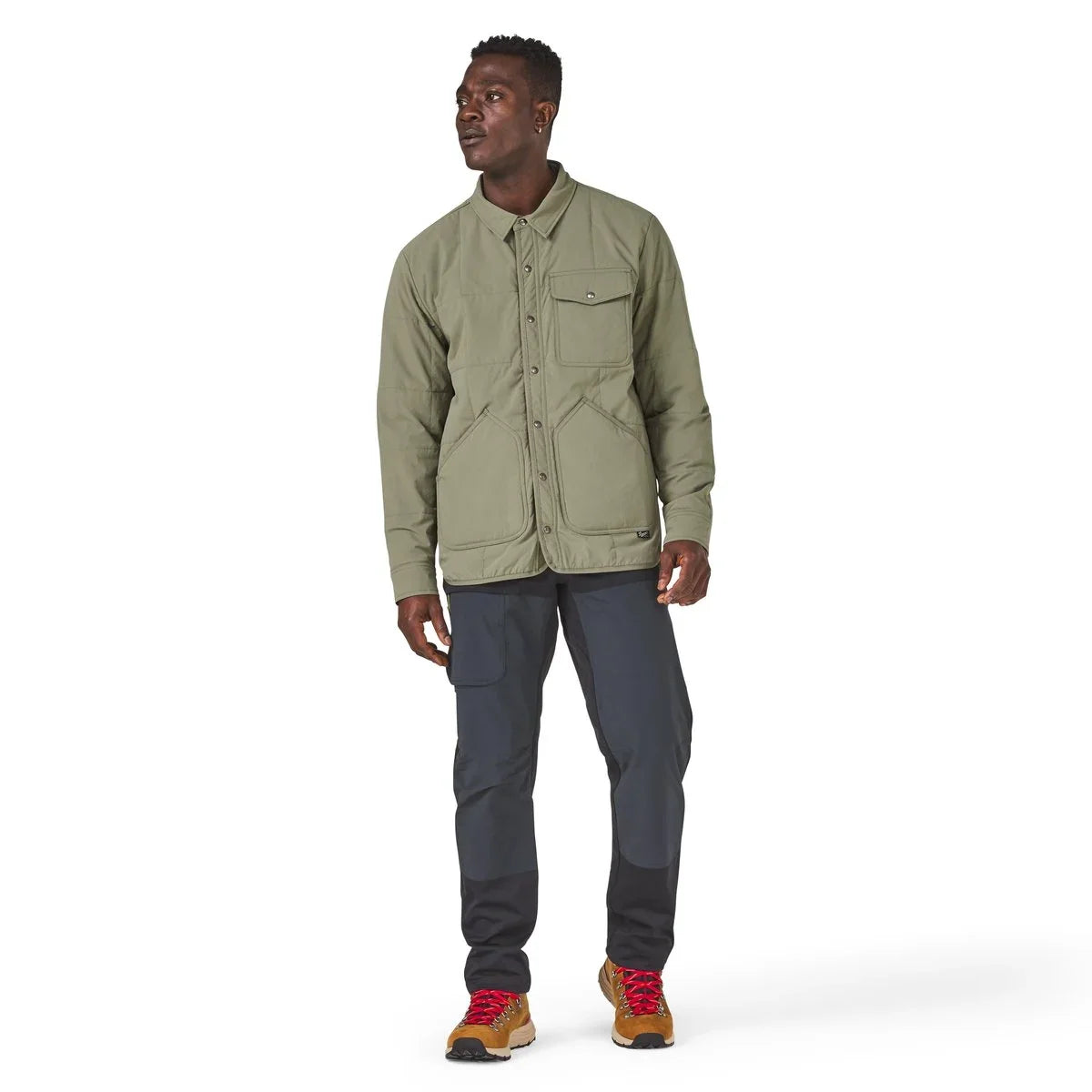 Insulated Snap-Front Overshirt - Dusty Olive