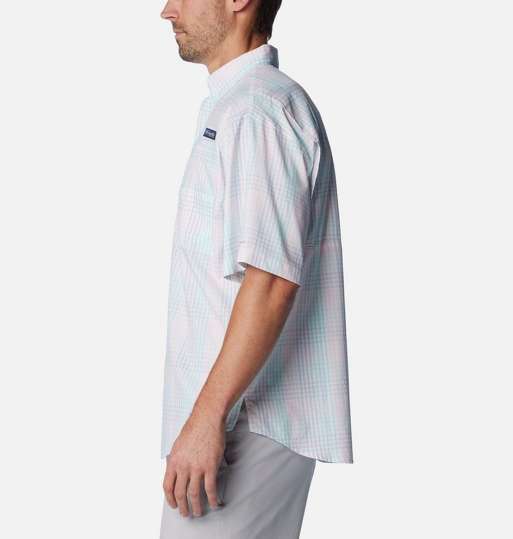 Men's Vented Short-Sleeve Fishing Shirt - Green Gingham