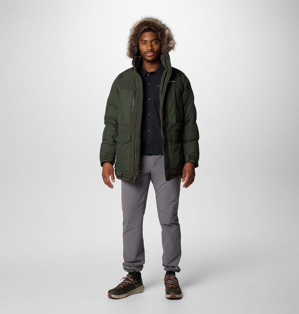 Men's Hooded Insulated Parka - Brown Black