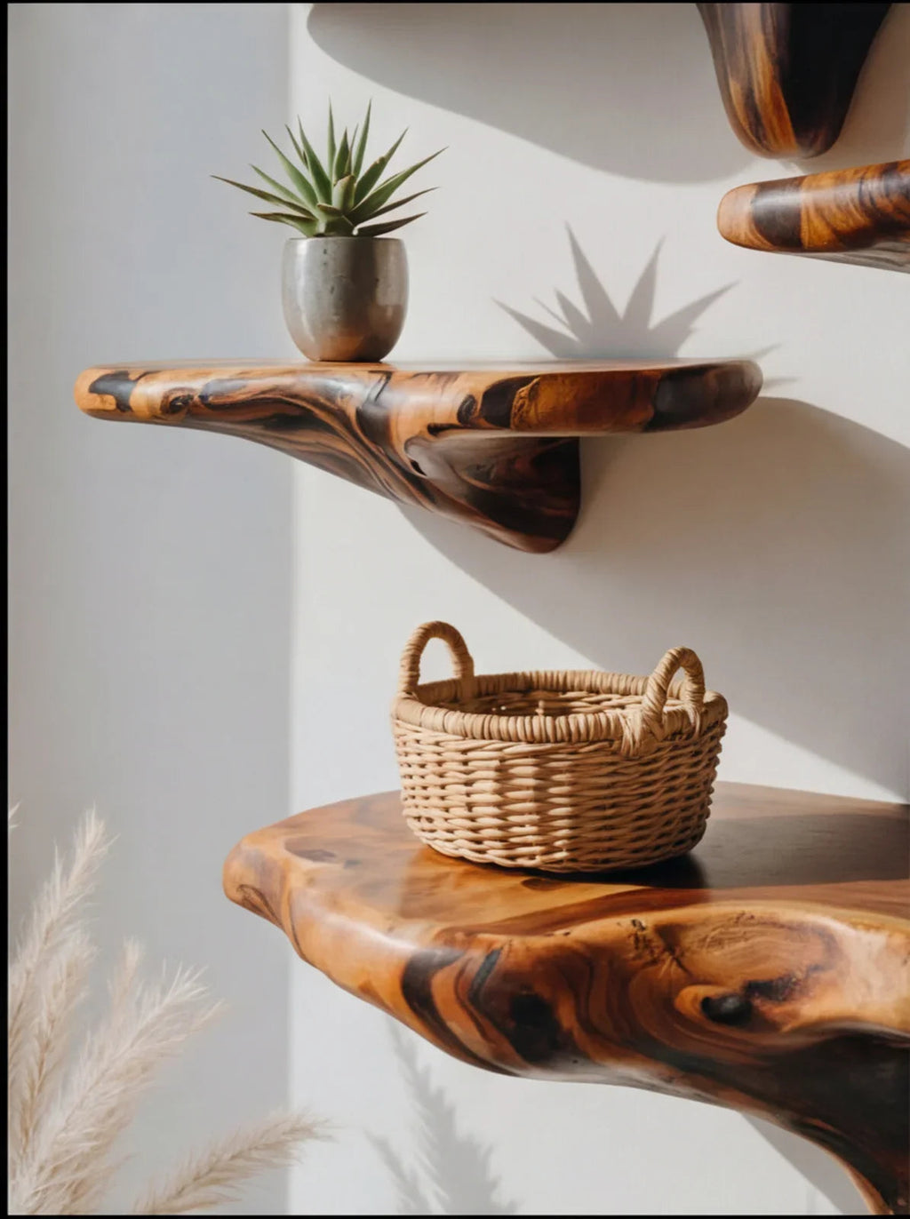 Scorched Live Edge Mushroom Floating Shelf