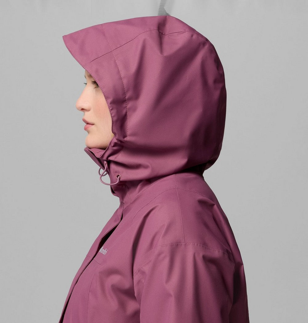 Women's Long Waterproof Rain Jacket - Mauve