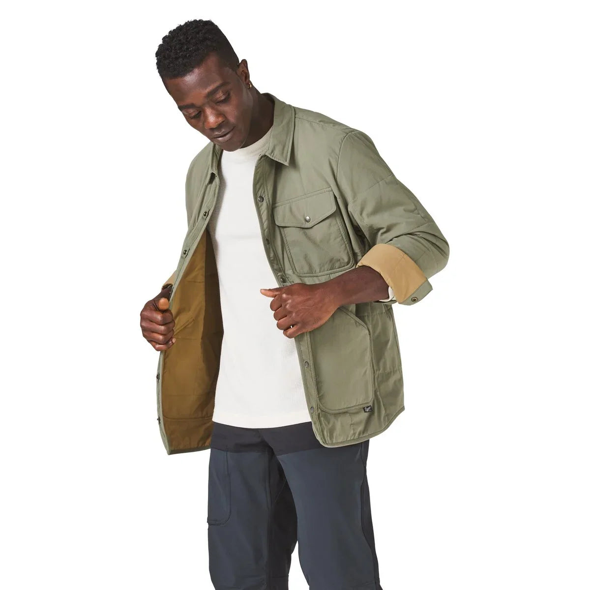 Insulated Snap-Front Overshirt - Dusty Olive
