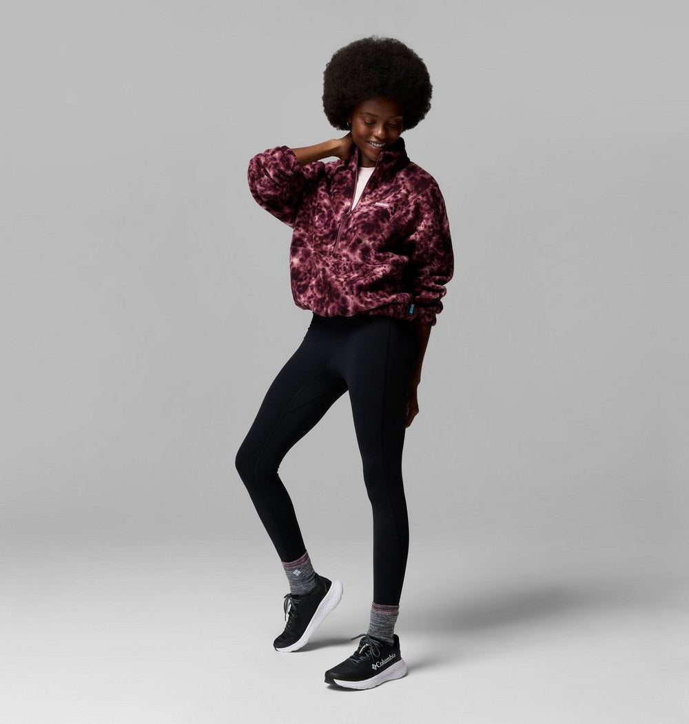 Women's Printed Fleece Half-Zip Pullover - Mauve