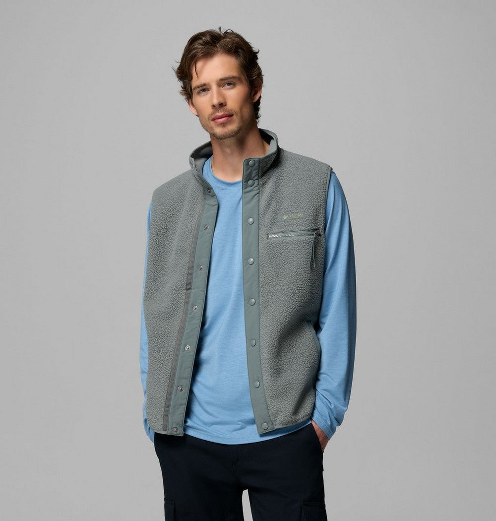 Men's Sherpa Fleece Snap Vest - Black