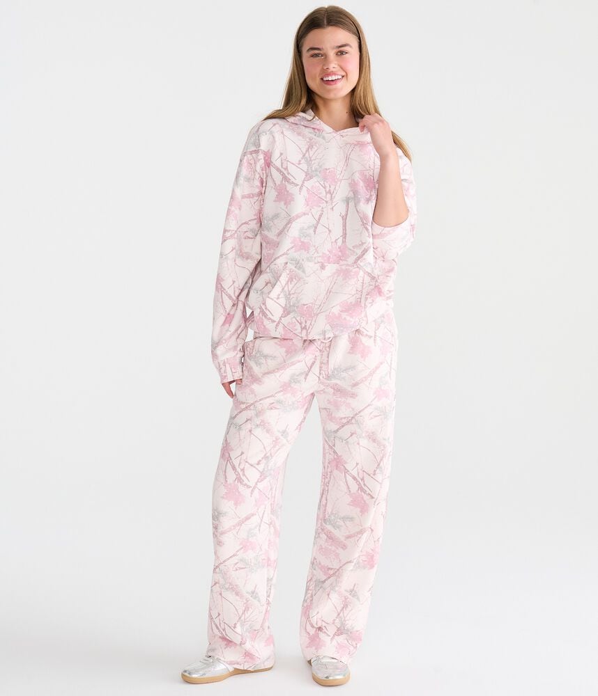 Oversized Camo Fleece Pullover Hoodie
