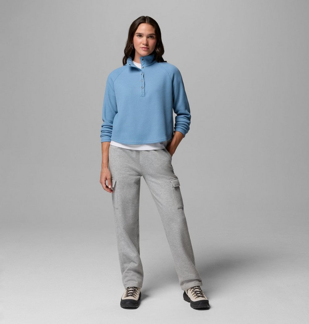 Women's Waffle Knit Half-Snap Shirt - Pink