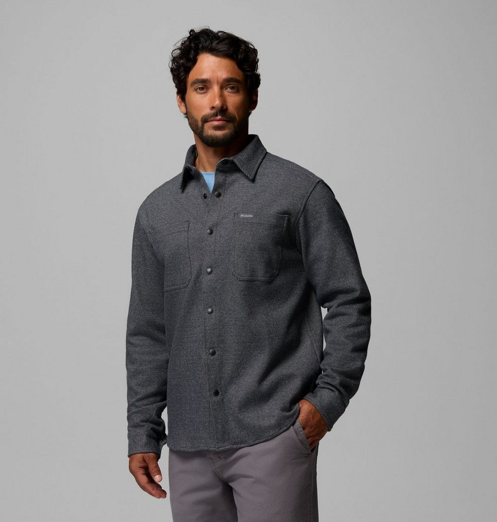 Men's Long-Sleeve Knit Snap Shirt - Black