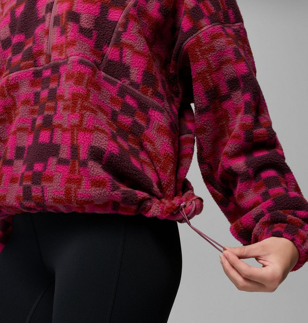 Women's Printed Fleece Half-Zip Pullover - Mauve