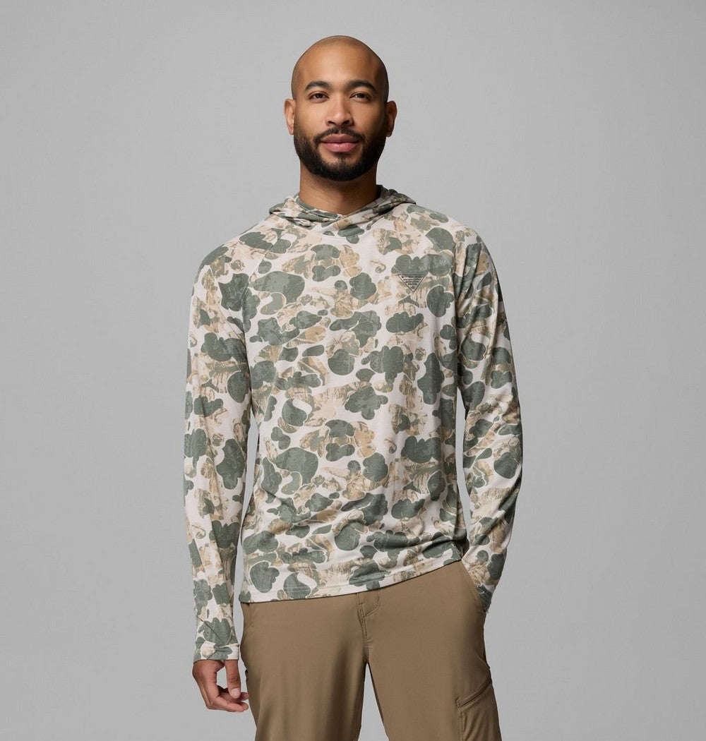 Men's Printed Fishing Hoodie - Gray Camo