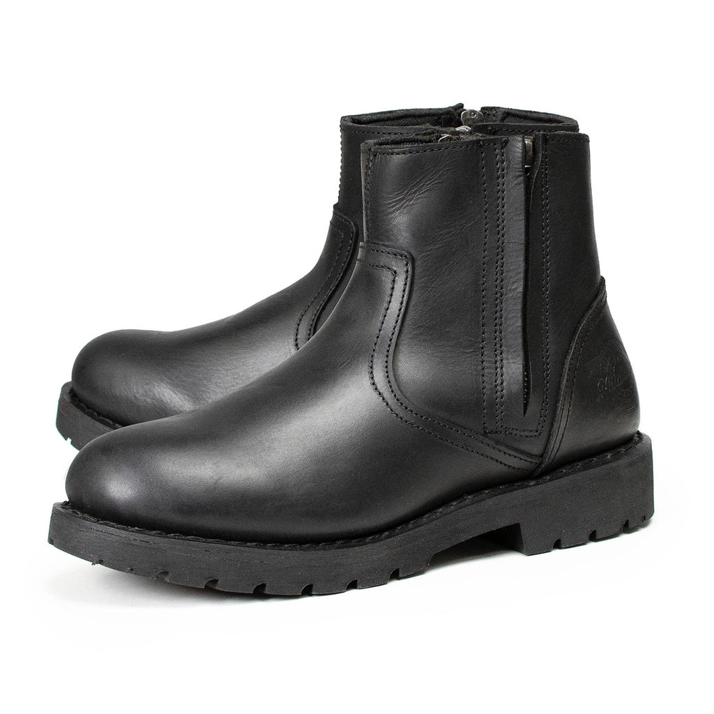 Men's Dual-Zip Motorcycle Boots - Black