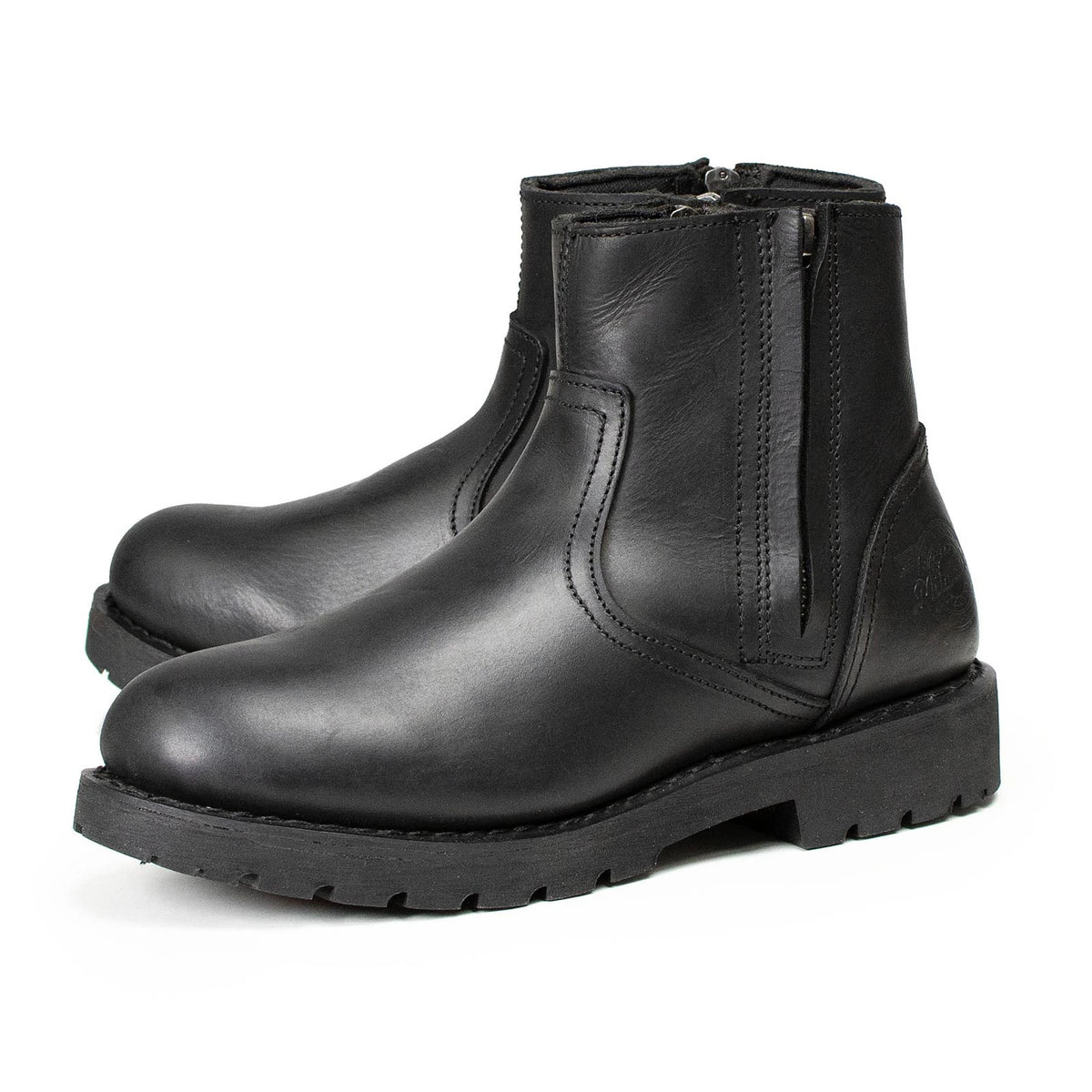 Men's Dual-Zip Motorcycle Boots - Black
