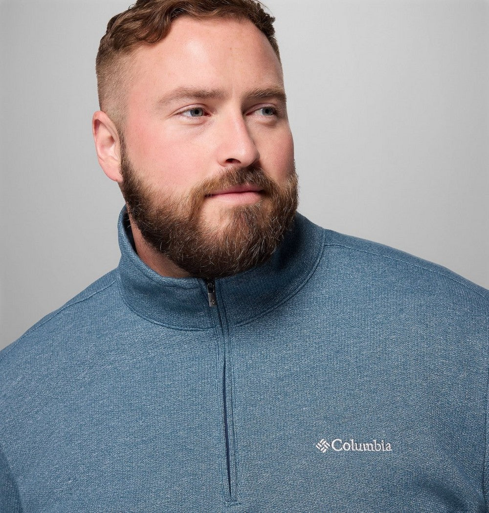 Men's Big Cotton-Blend Half-Zip Pullover - Black