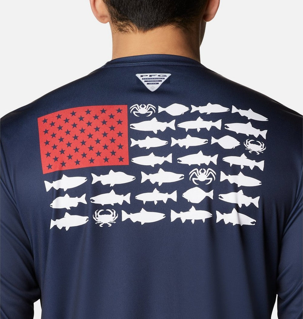 Men's Long Sleeve Fishing Shirt - Blue Navy