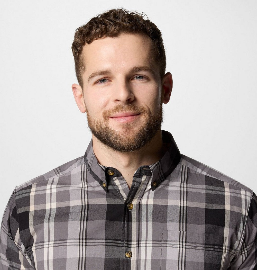 Men's Stretch Short Sleeve Plaid Shirt - Navy
