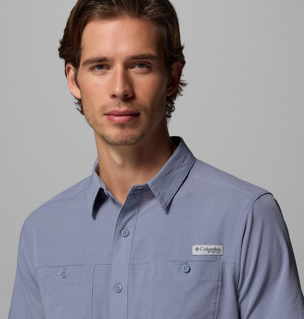 Men's Vented Short-Sleeve Fishing Shirt - Blue