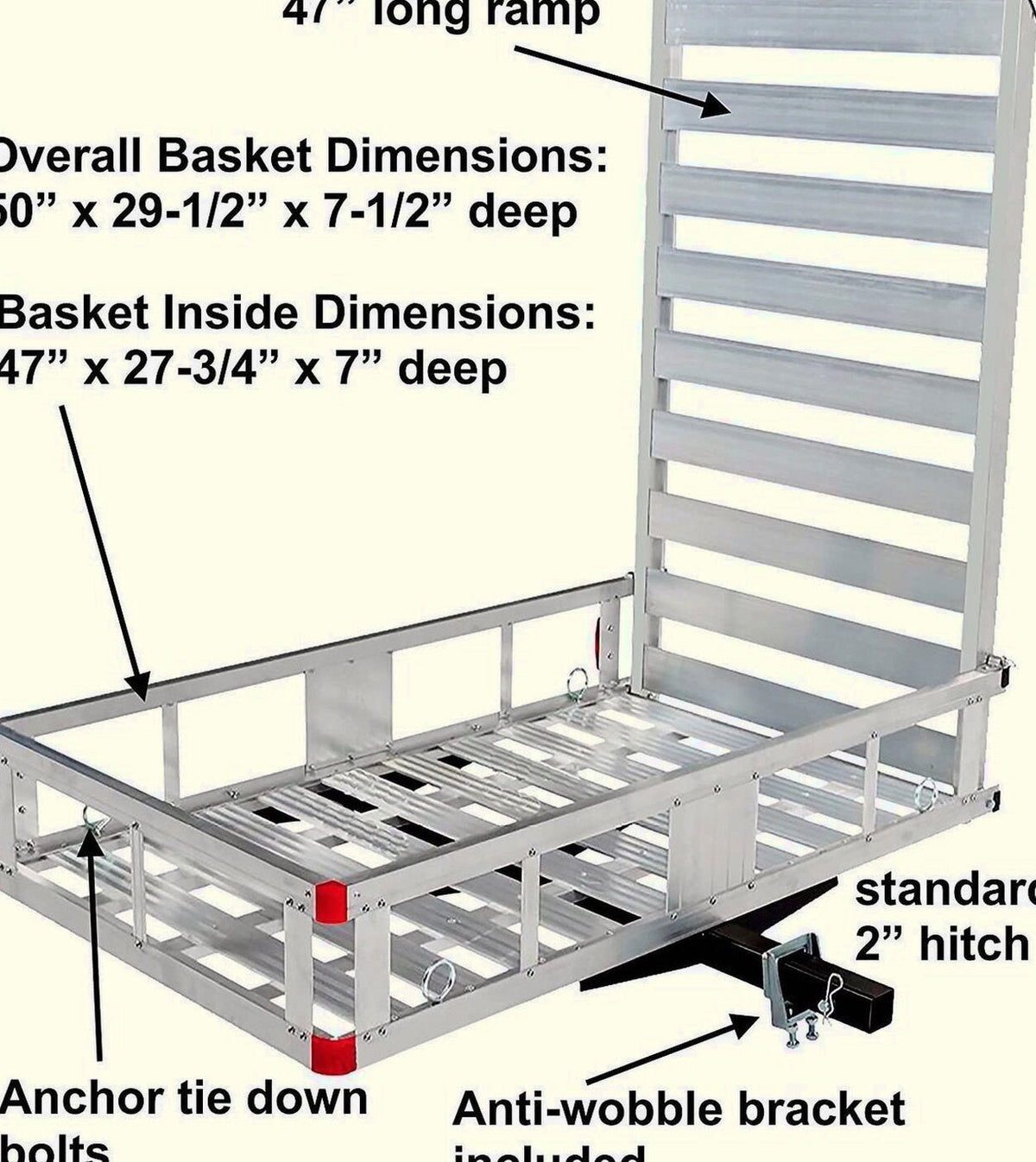 Aluminum Hitch Mount Cargo Carrier With 47 Inch Long Ramp, 1 Pack - 80779