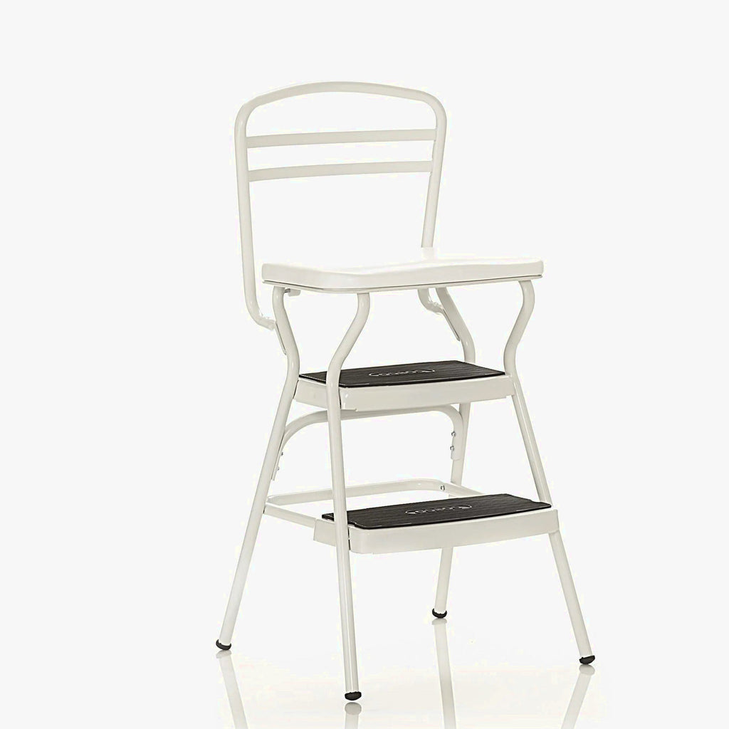 COSCO Stylaire Retro Chair And Step Stool With Flip-Up Seat - White, One Pack