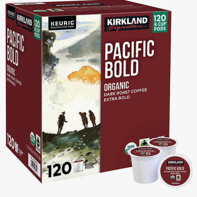Kirkland Signature Organic Pacific Bold Dark Roast Coffee K-Cup Pods, 120-Count
