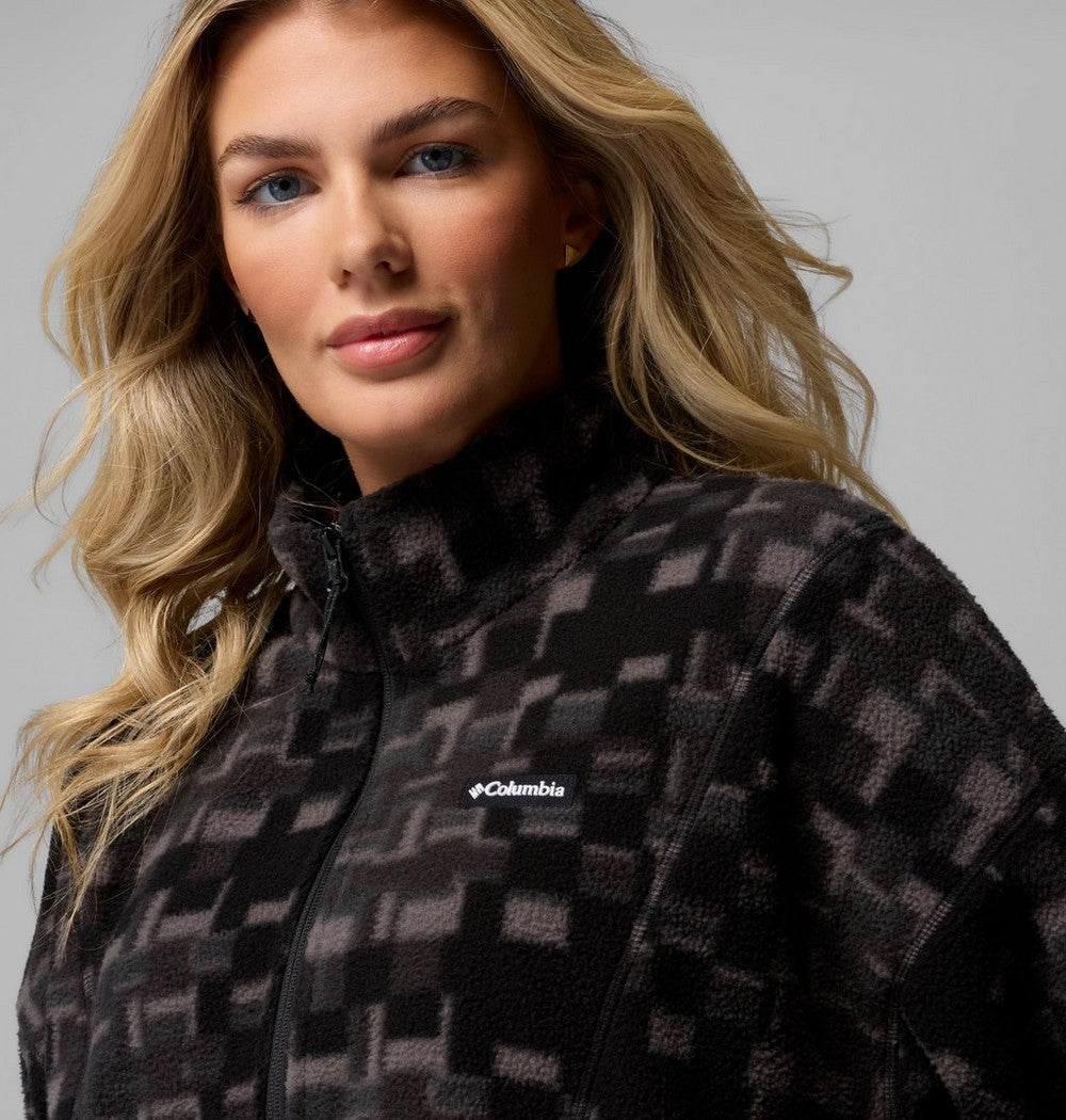 Women's Printed Fleece Half-Zip Pullover - Mauve
