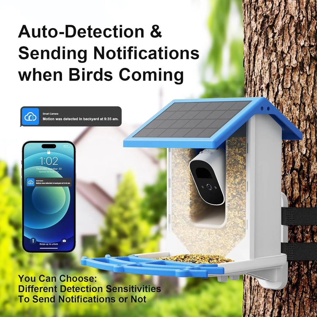 Treebirdy Smart Bird Feeder Camera, 4MP 2.5K HD, 64GB TF Card, Solar Powered