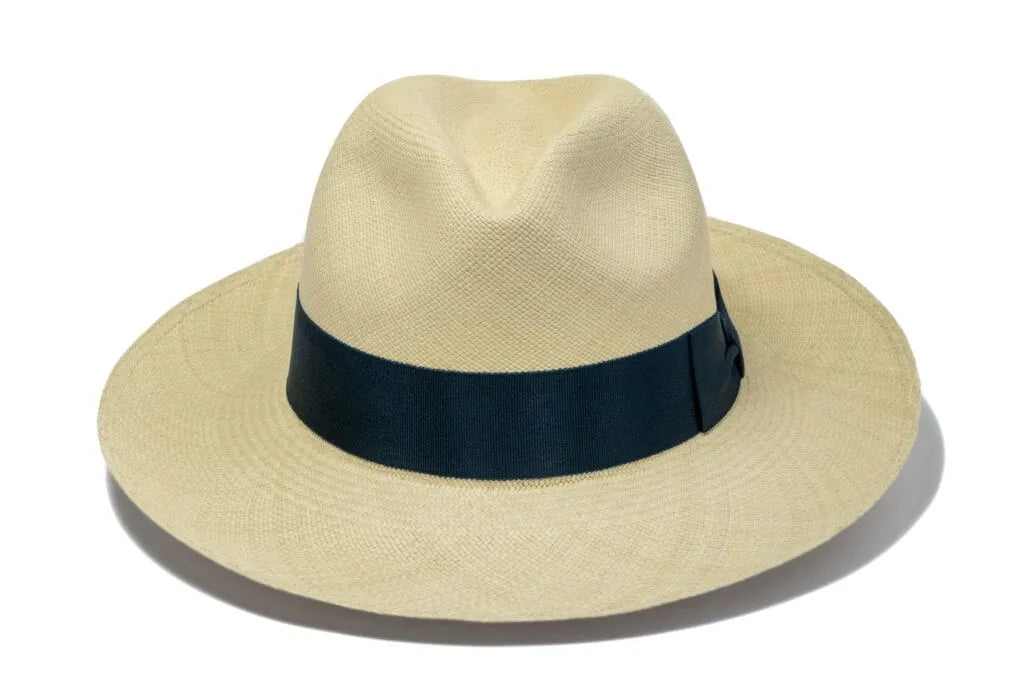 Advanced Original Panama Natural Toquilla Straw | Navyblue Band-Handwoven In Ecuado