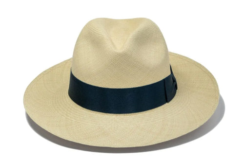 Advanced Original Panama Natural Toquilla Straw | Navyblue Band-Handwoven In Ecuado