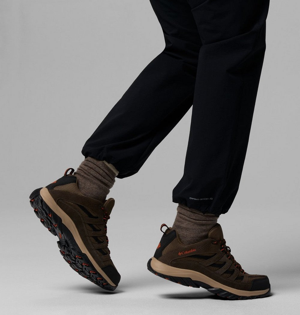 Men's Leather And Mesh Hiking Shoes - Gray