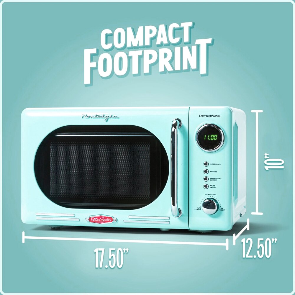 Nostalgia 0.7 Cu Ft 700W Countertop Microwave Oven - Aqua