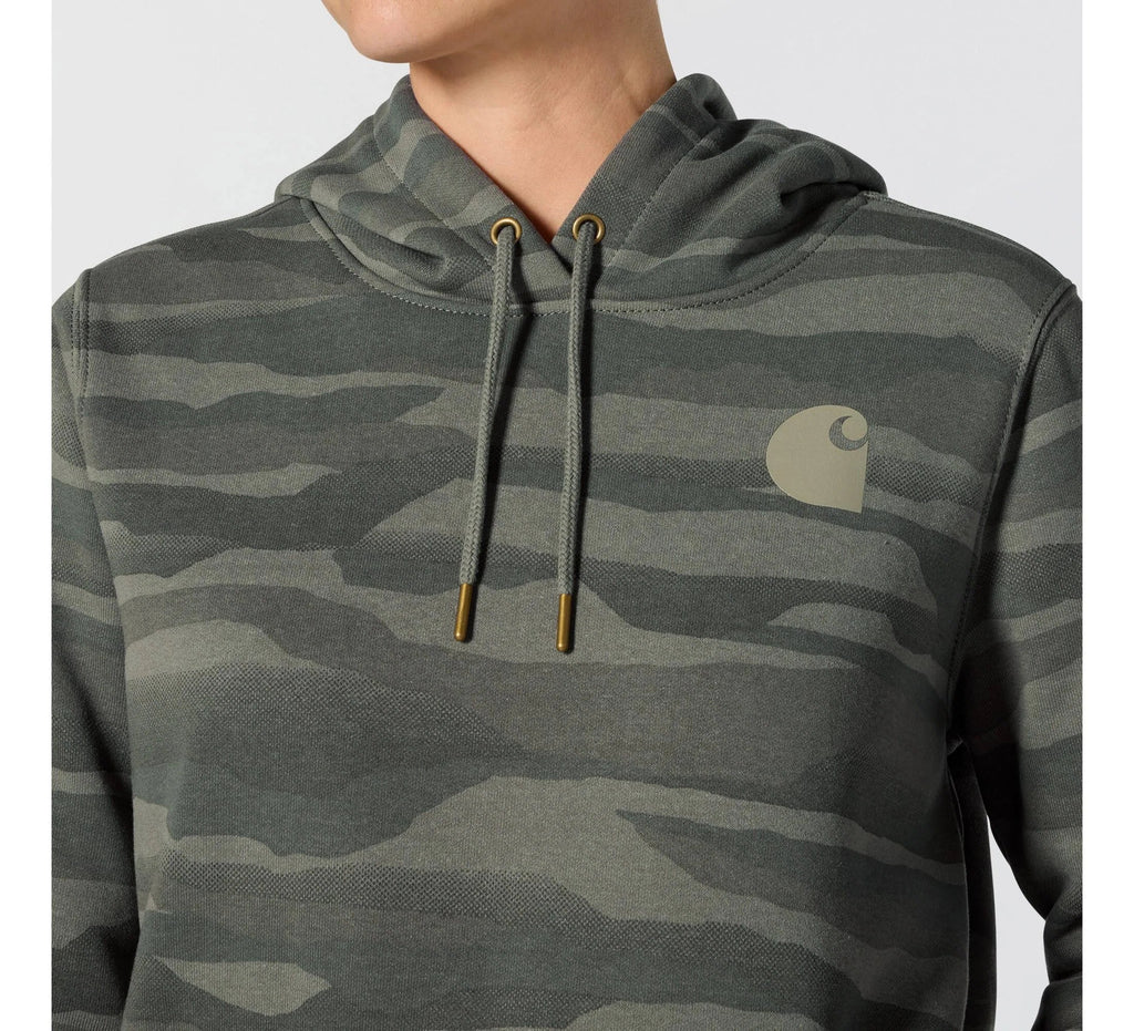 Women's Landscape Print Pullover Hoodie - Olive