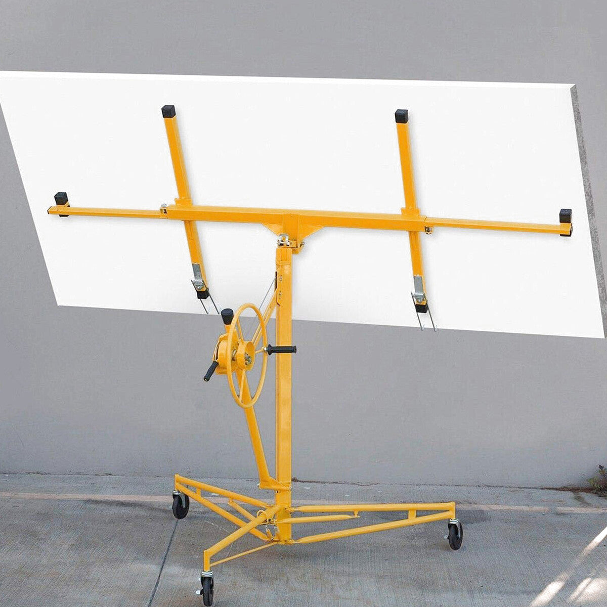 Stark USA Drywall Lift 11' Yellow Rolling Sheetrock Panel Hoist Jack - 65044