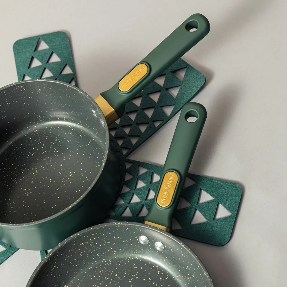 Thyme & Table Non-Stick 12-Piece Granite Cookware Set, Hunter Green