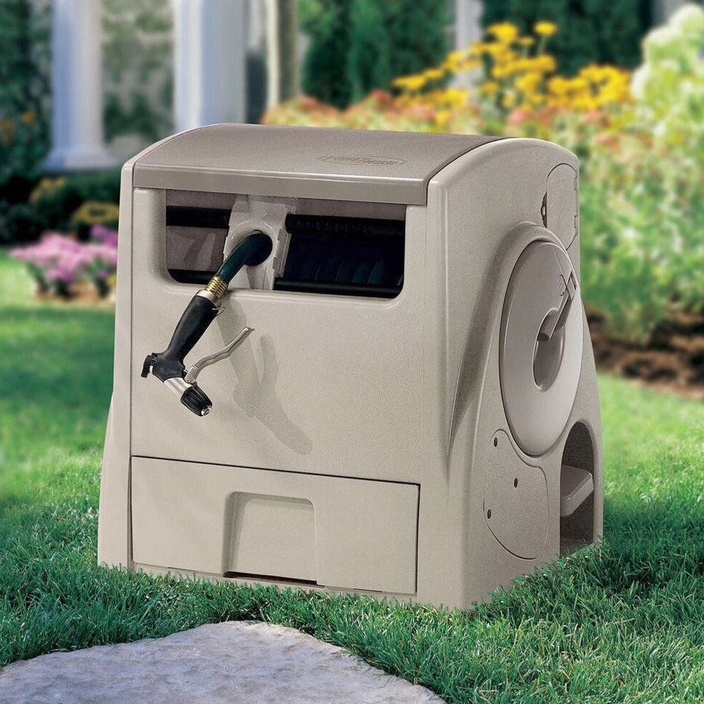 Suncast Powerwind Auto Power Rewind Hose Reel, 100 ft, Light Taupe - CPLPW100