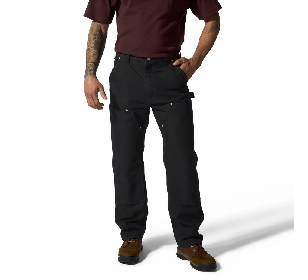 Men's Double-Knee Cotton Canvas Work Pants - Black