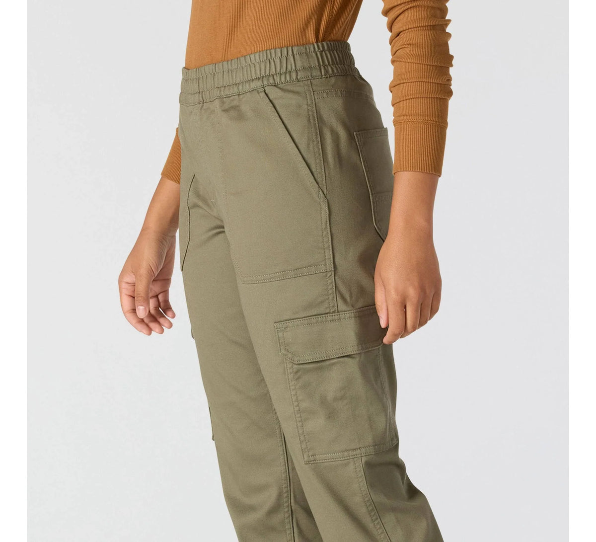Women's Stretch Twill Cargo Joggers - Olive