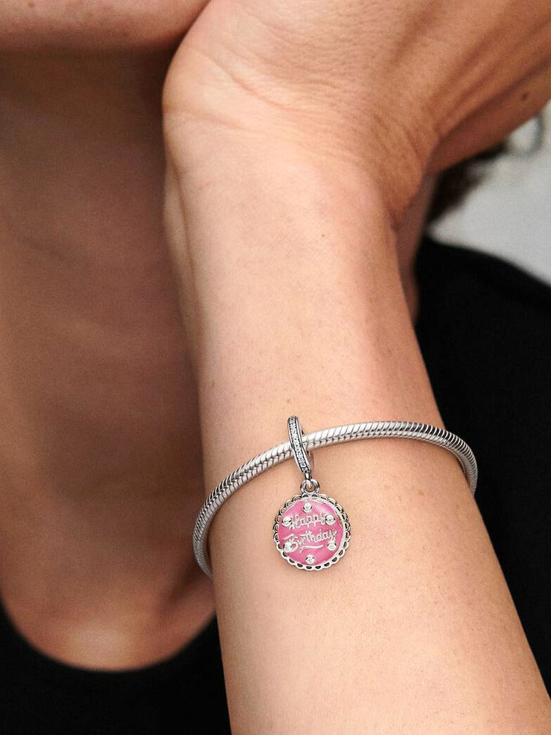 Pink Birthday Cake Dangle Charm
