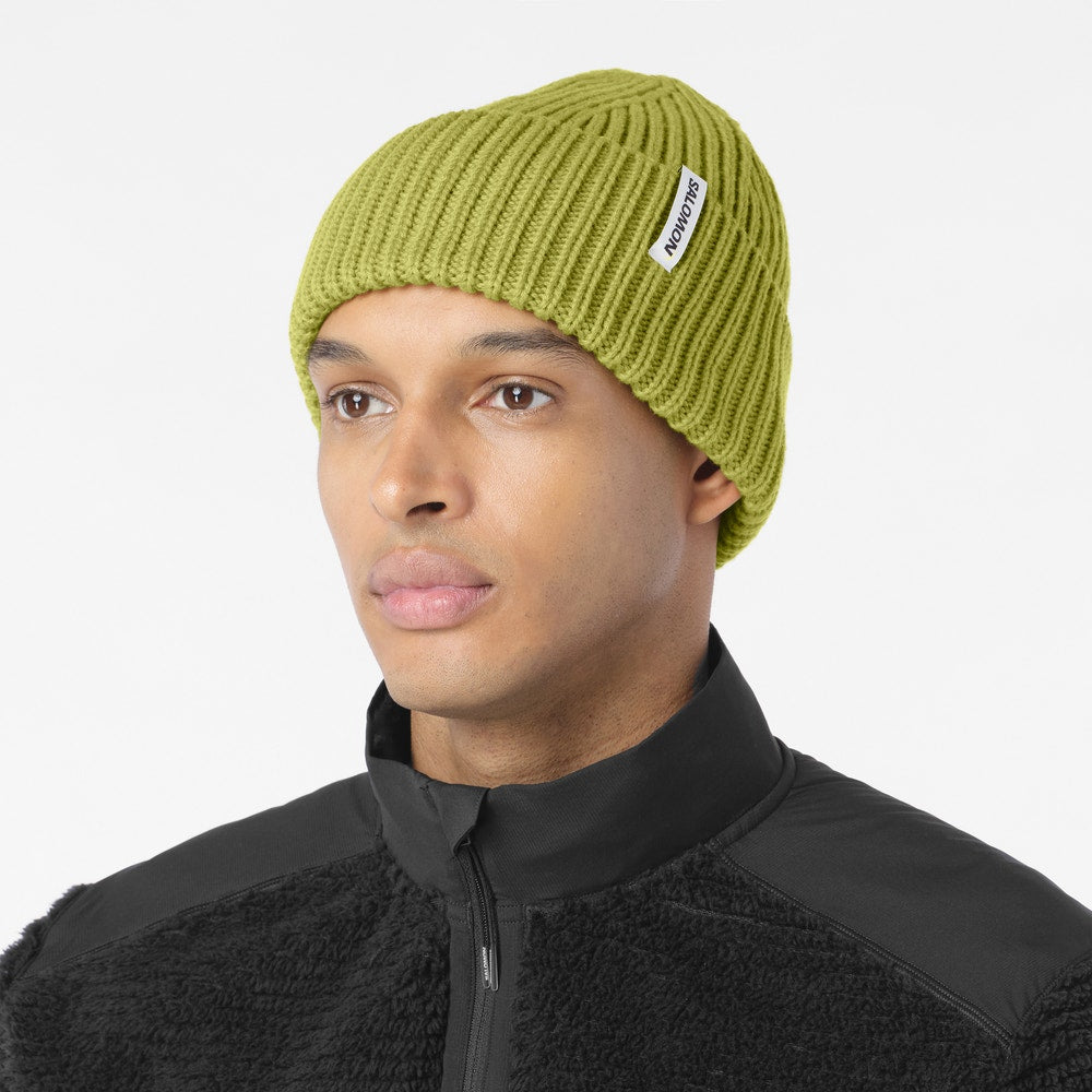 Wool Blend Knit Beanie - Brown