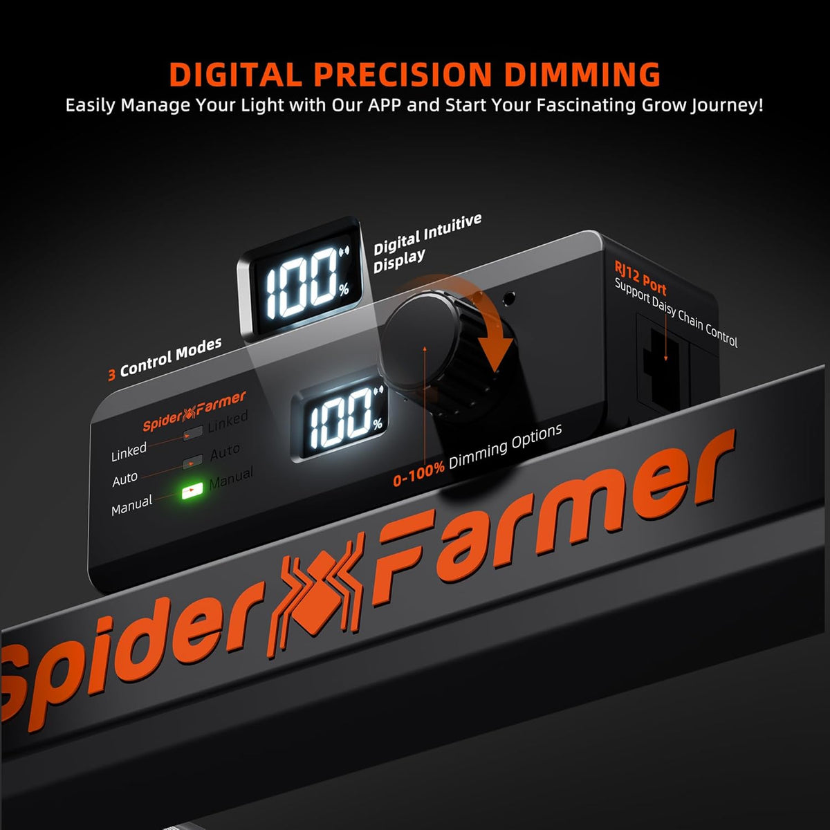 Spider Farmer LED Grow Light, 320W, 2x4 Coverage, Full Spectrum, Dimmable - G4500