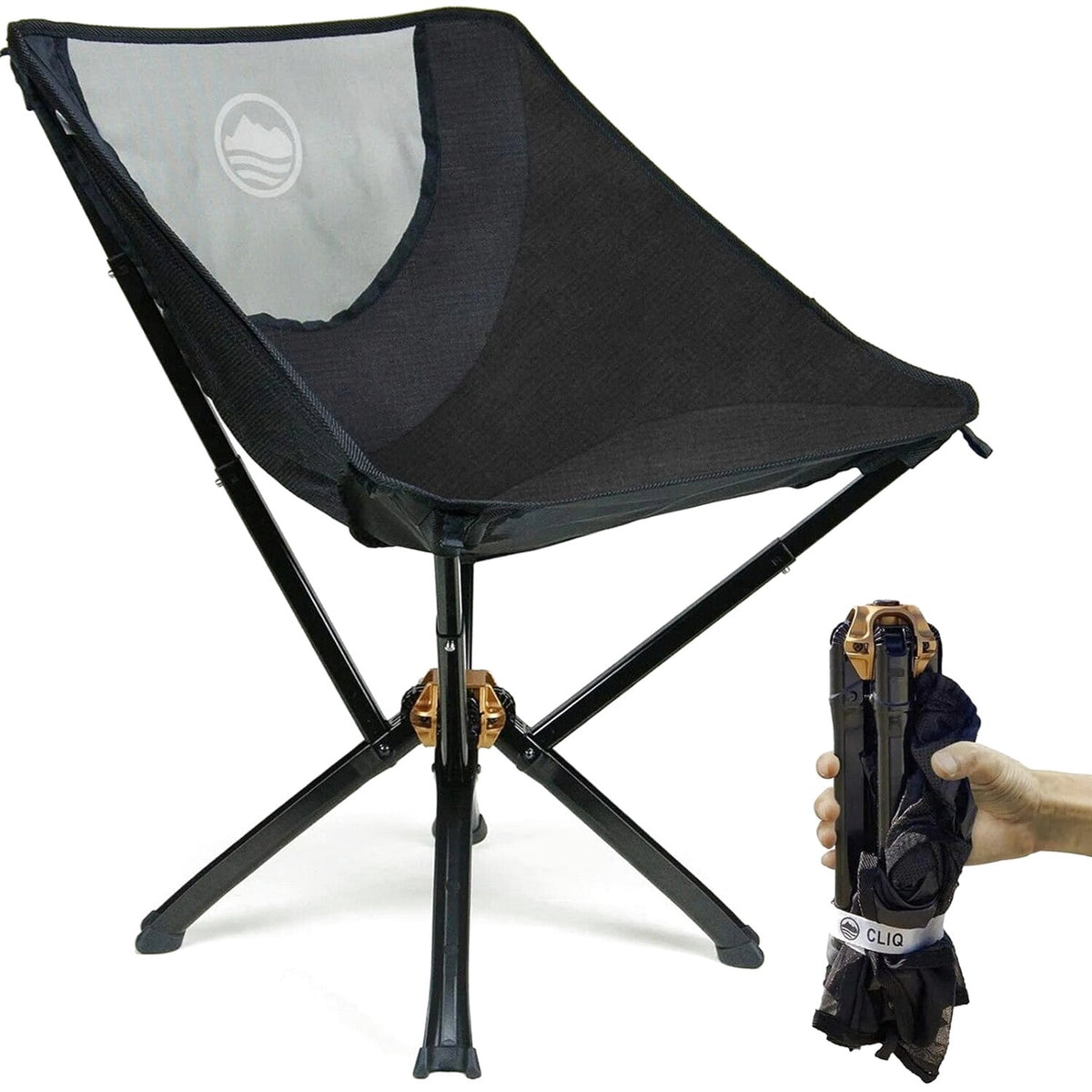 CLIQ Portable Folding Camping Chair, Black, 1 Pack, 300 Lbs - CC01