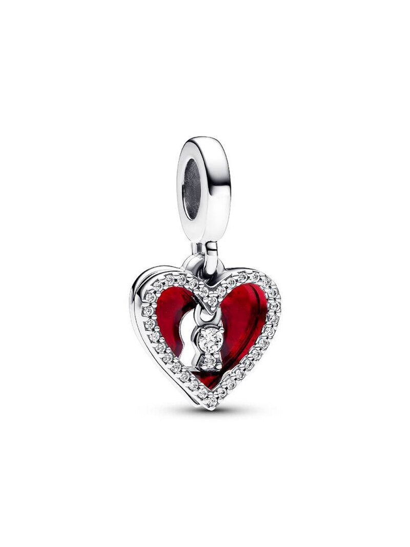 Red Heart, Keyhole and Script Charm Trio