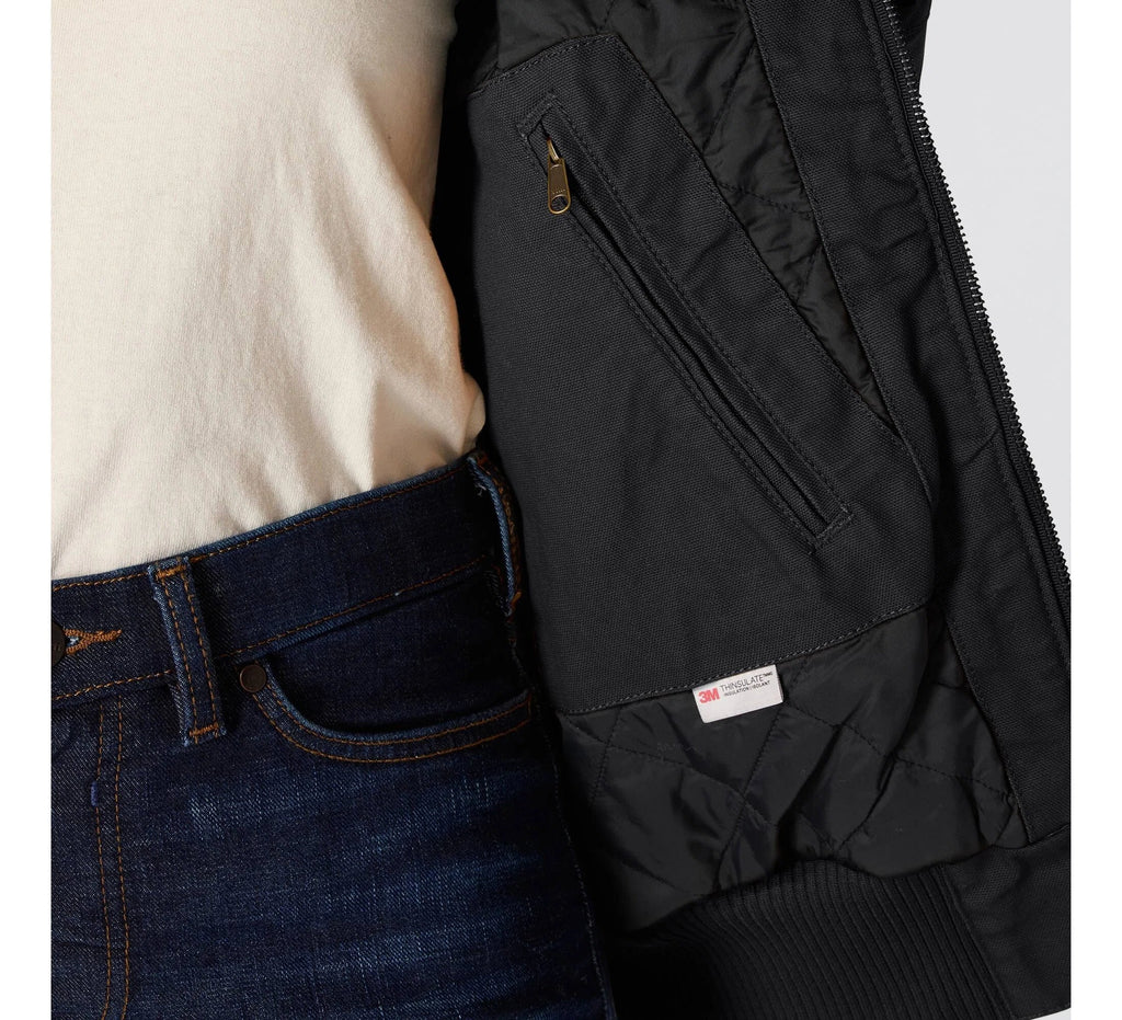 Women's Insulated Hooded Canvas Jacket - Black