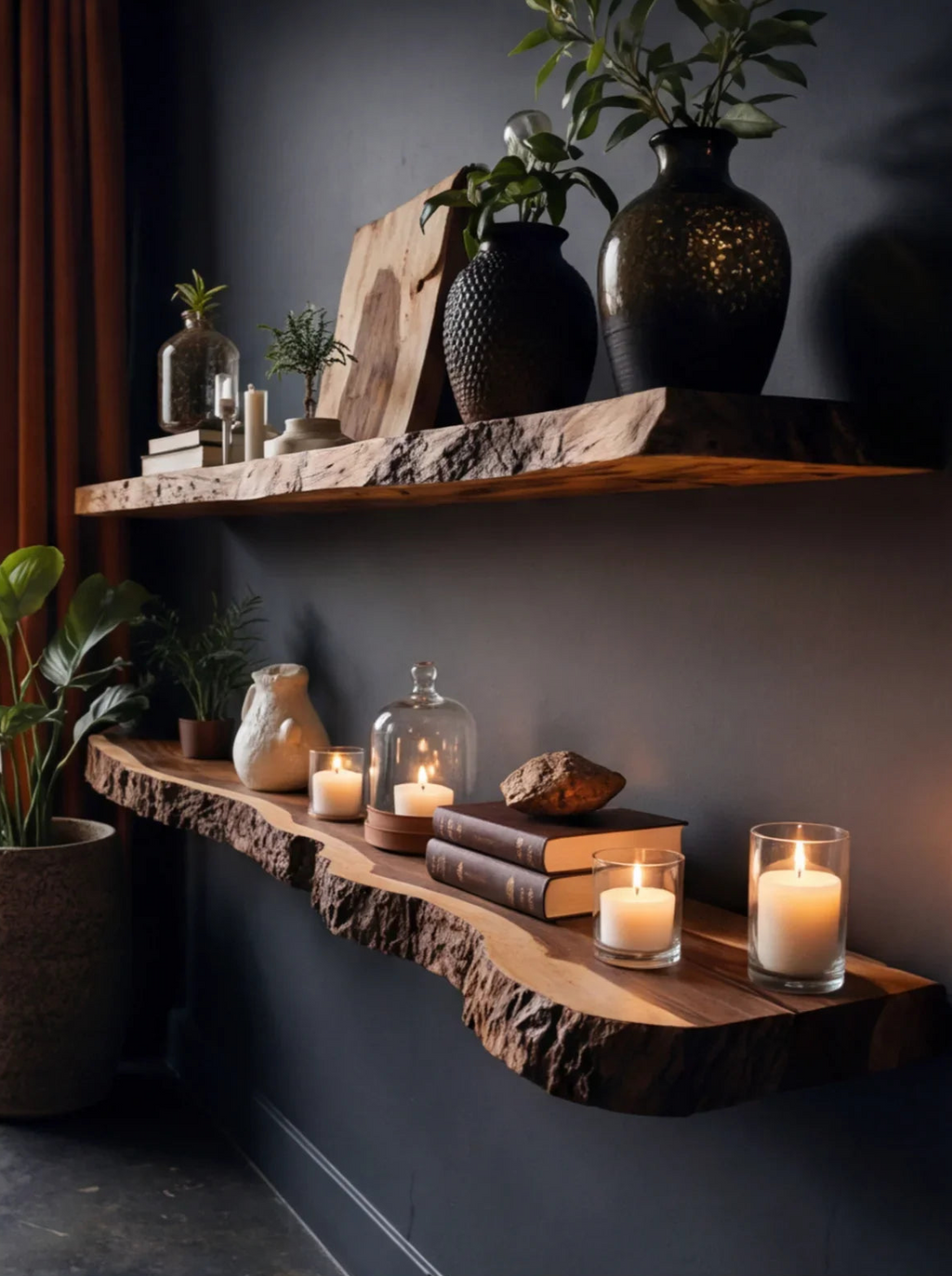 Rustic Live Edge Floating Shelf