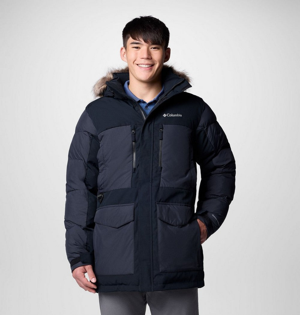 Men's Hooded Insulated Parka - Brown Black