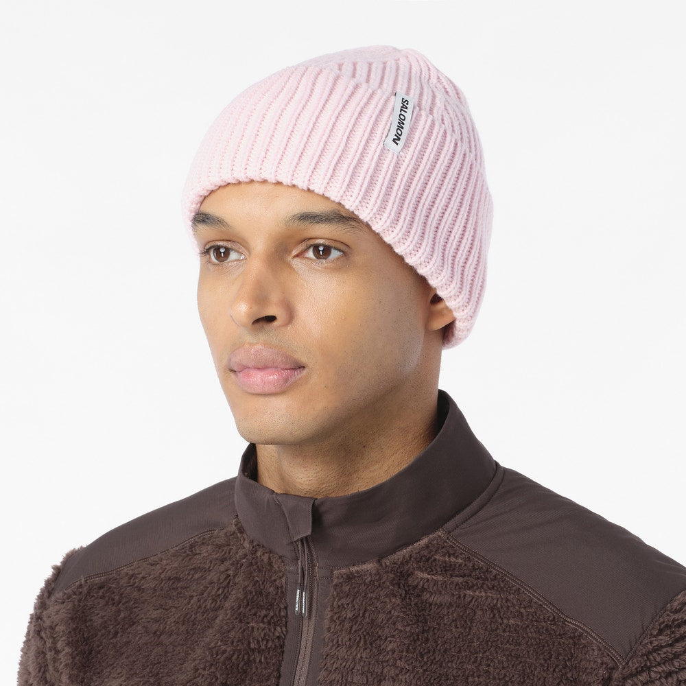 Wool Blend Knit Beanie - Brown