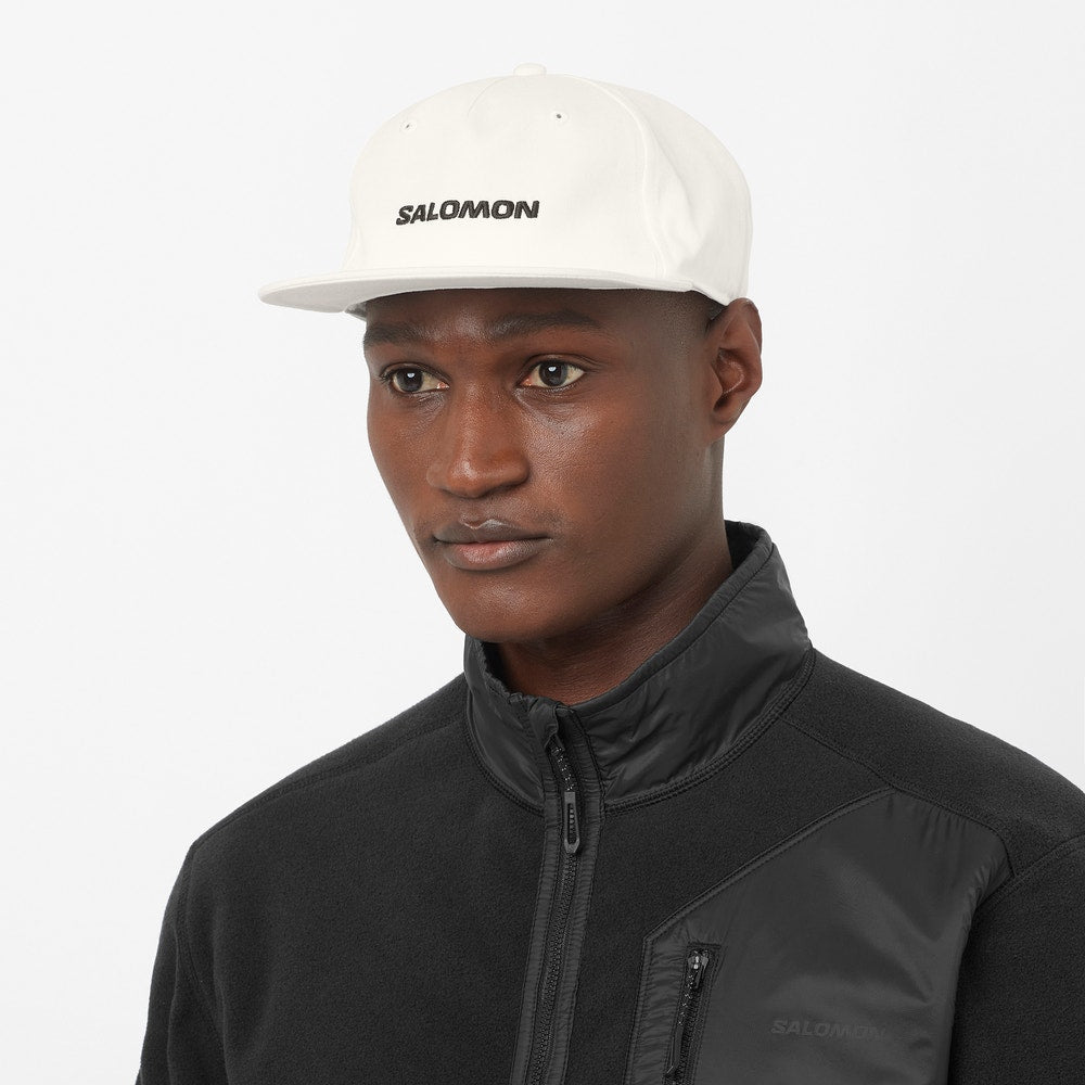 Unisex Cotton Flat Brim Cap - White