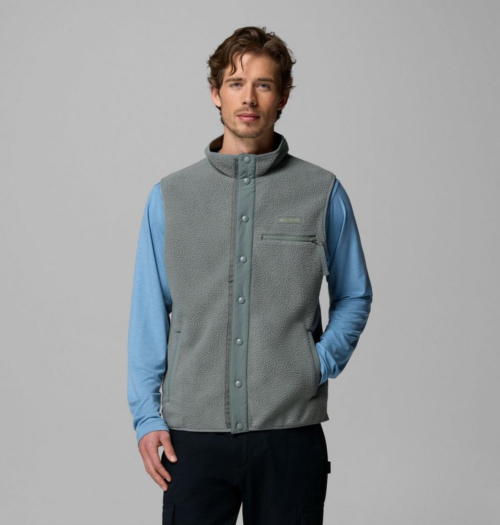 Men's Sherpa Fleece Snap Vest - Black