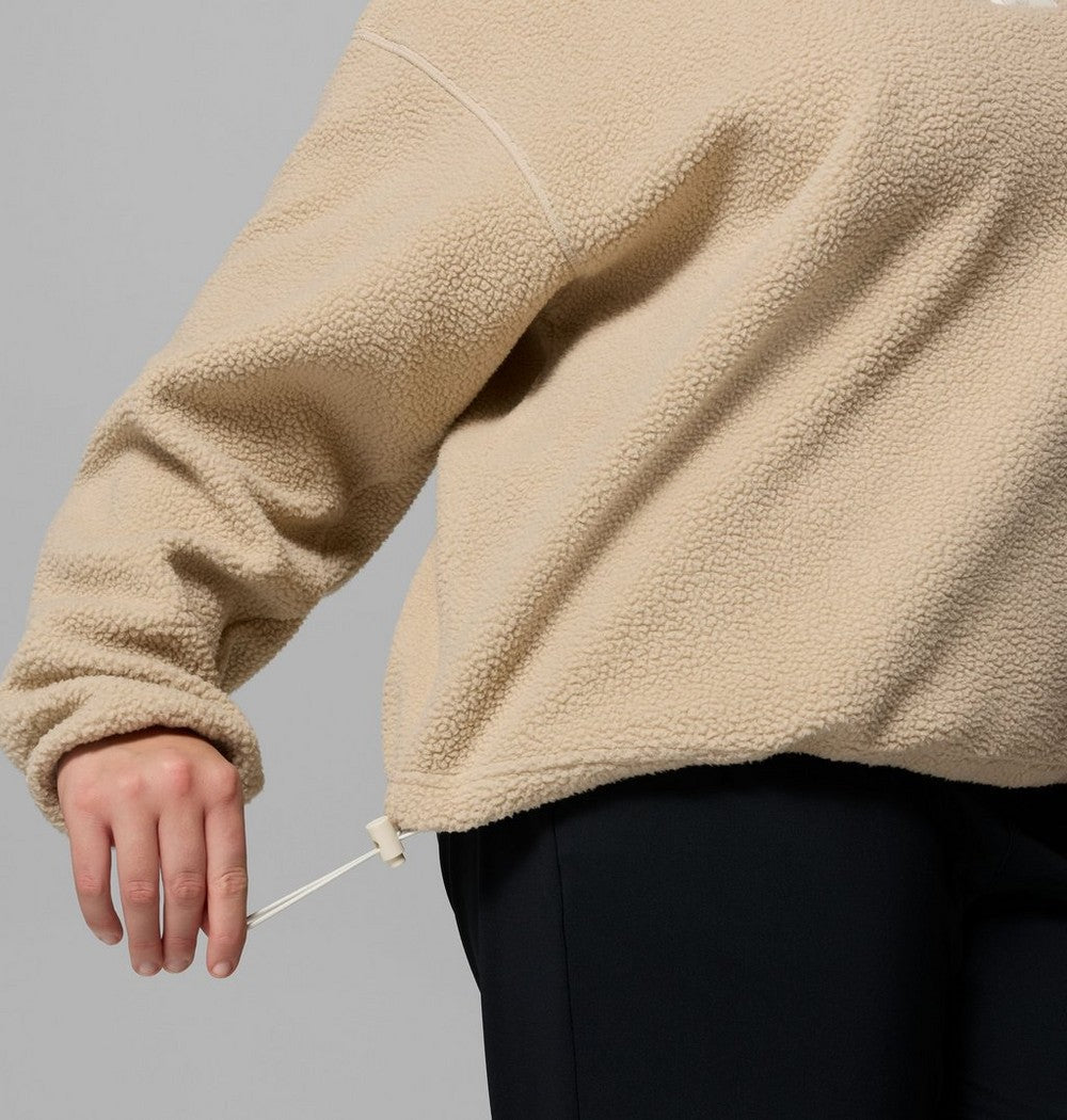 Women's Plus Cropped Sherpa Half-Snap Pullover - Tan