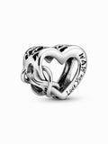 Sterling Silver Infinity Heart Engraved Charm