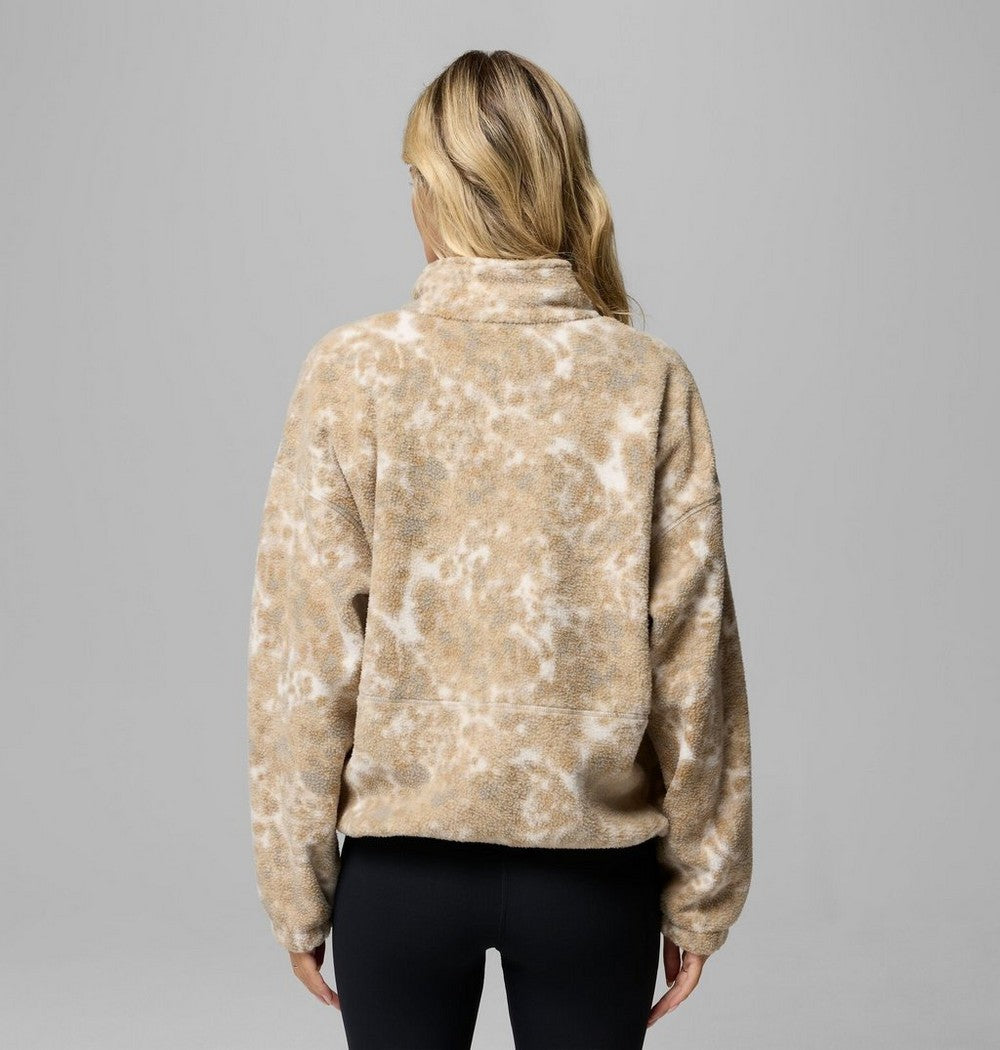 Women's Printed Fleece Half-Zip Pullover - Mauve