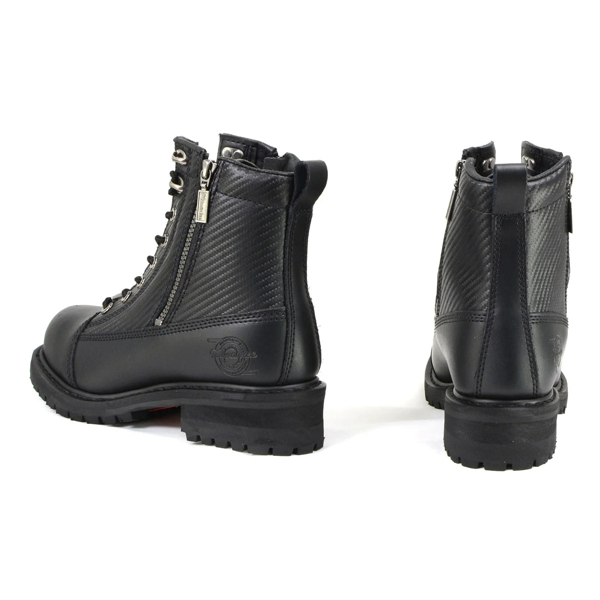 Men's Leather Motorcycle Boots - Black