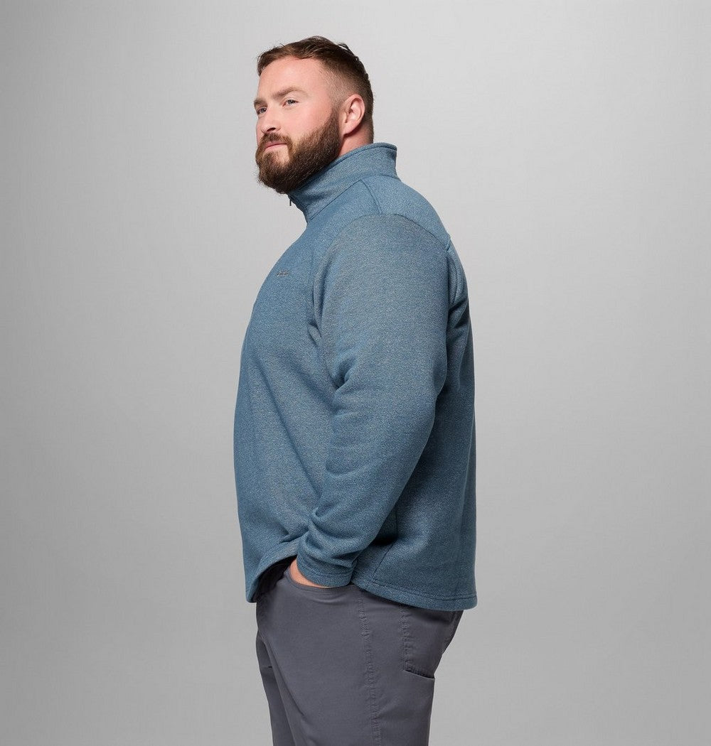 Men's Big Cotton-Blend Half-Zip Pullover - Black